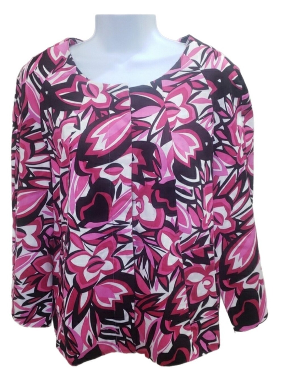 Laura Ashley Women’s Floral Print Pink Bolero Blazer, Size L
